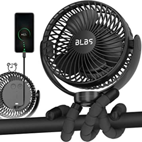 Stroller Fan - 65Hrs 12600mAh Rechargeable, Timing Car Seat, Portable Clip On Battery Operated for Baby, Peloton, Treadmill, Golf Cart, Beach, Bed, Dog