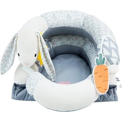 Lovvie & Joy 2-in-1 Tummy Time Mat & Seated Support Pillow,Baby Tummy Time Pillow Support for Newborns and Older Babies,with Detachable Support Pillow and Toys Rabbit
