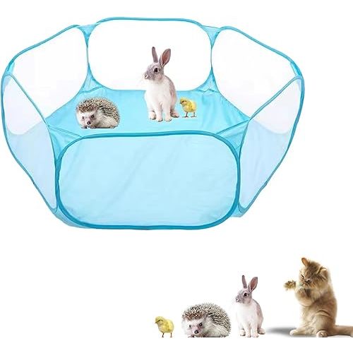 Small Animals Playpen, Portable Pop-up Open Interactive Pet Tent, Indoor Outdoor Fence for Rabbits, Guinea Pig, Hamster, Chinchillas, Kittens, Puppies