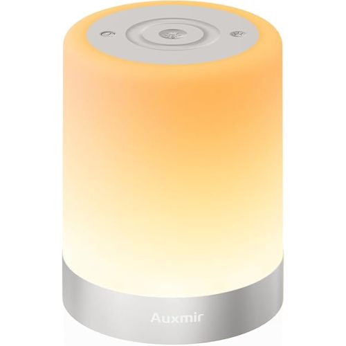 Night Light for Kids Baby, Dimmable Touch Lamp for Nursery, 11 RGB Colors 5 Brightness, Portable Rechargeable Bedside Table Lamp for Nightstand, Kids Night Light for Bedroom Living Room, Silver