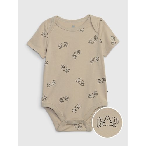 Baby 100% Organic Cotton Mix and Match Graphic Bodysuit in bedrock beige, size: 3-6 M