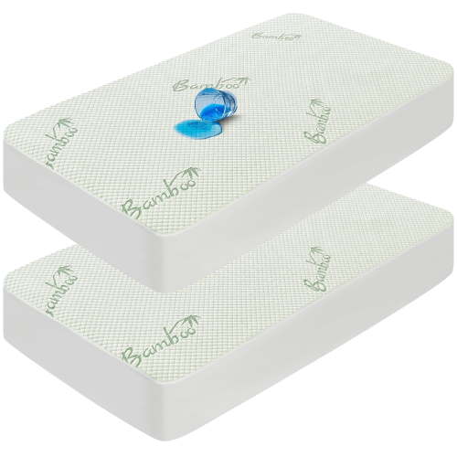AGALI Waterproof Mattress Protector, Bamboo Viscose, Hypoallergenic, Breathable, Crib Size, 4-13 Inch Pocket, 2 Pack