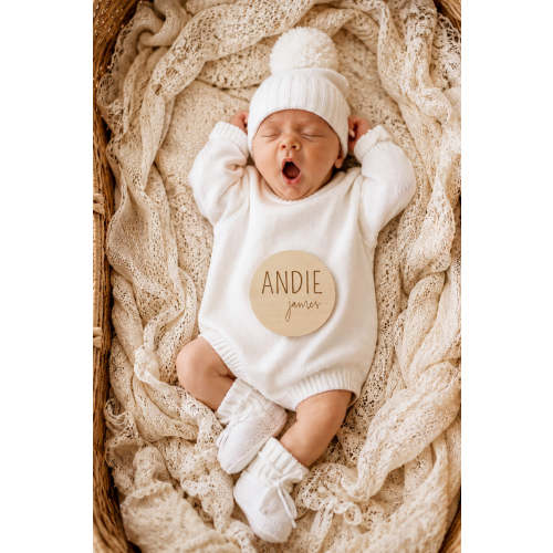 Personalized Wood Announcement for Newborn Photos | Caden Lane