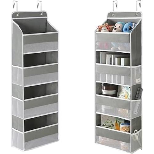 PandaEar 1 Pack Hanging Over The Door Organizer, Large Wall Mount Door Storage Organizer with 5 Pockets 10 Mesh Pockets for Baby Essentials Stuff, Newborn Bedroom, Bathroom, Nursery