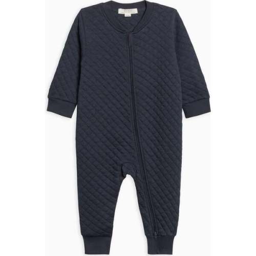 Brighton Quilted Jacquard Zipper Romper, Navy - Colored Organics | Maisonette - 3-6m