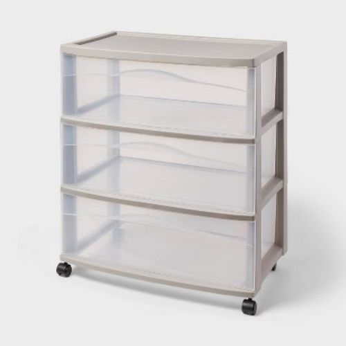 3 Drawer Wide Cart Tower Gray - Brightroom™