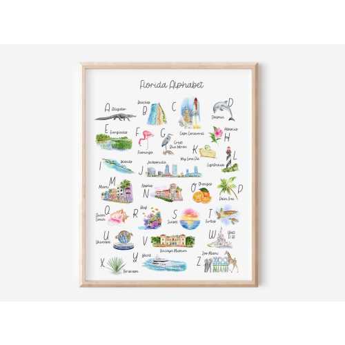 Florida Alphabet Print, Florida Baby Gift, Florida Nursery Art, Florida Alphabet, Floridian Gift, Florida Classroom Art, Florida Teacher
