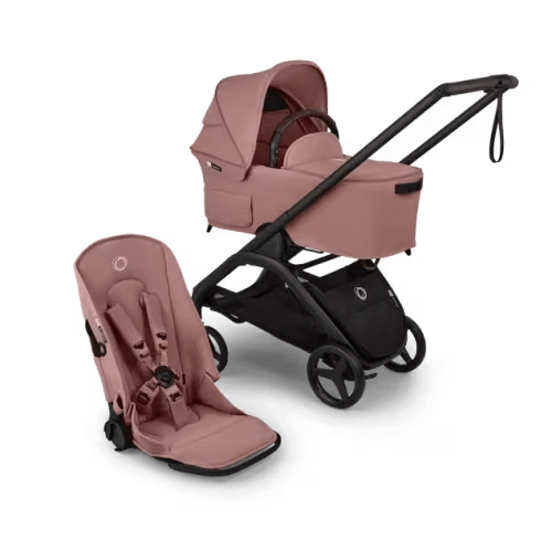 Bugaboo Dragonfly Plus 2-in-1 stroller dusty pink sun canopy, dusty pink fabrics, black base | Bugaboo