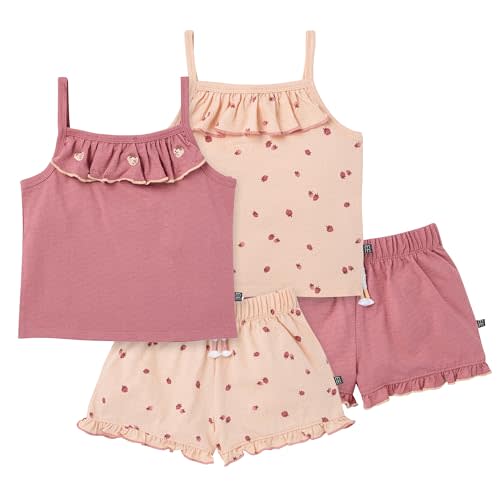 Modern Moments by Gerber Baby Girls' 4-piece Set (2 Flutter Sleeve Top & 2 Ruffle Wide Leg Short)