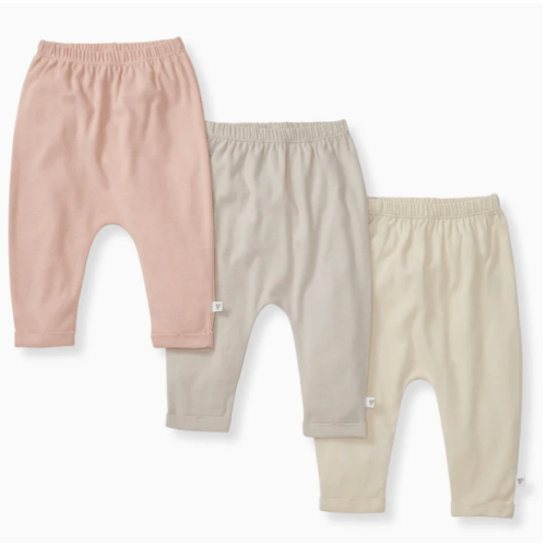 Solid Organic Cotton Baby Pants 3 Pack - Pink Sand