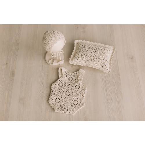 Crochet Newborn Outfit Girl Photography Props Set, Newborn Knitted Blanket, Newborn Posing Pillow, Newborn Crochet Layer,Baby Crochet Pillow