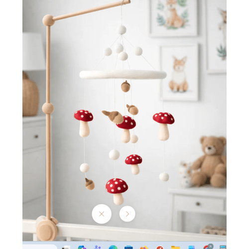 Felt Baby Mobile - Mushrooms and Acorns
