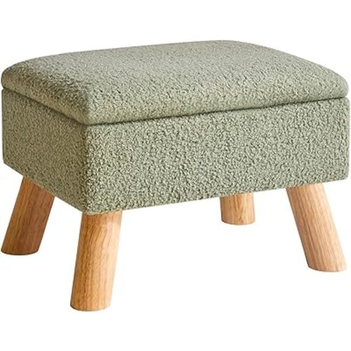 YMYNY Storage Ottoman, Footstool, Small Foot Stool with Sturdy Wood Legs Stool, Foot Rest with Padded Seat, for Living Room Bedroom Couch Enterway 15.75''D×11.81" W×11.02" H Green UHBD042GR