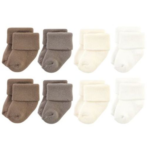 Hudson Baby Basics Infant Baby Cozy Terry Socks 8-Pack, Earthy Neutrals, 6-12 Months