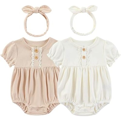 Baby Girl Clothes Cotton Bubble Romper Floral Bodysuits Infant Outfit Set