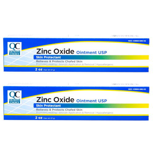 Quality Choice Zinc Oxide Ointment USP, Skin Protectant, Relieves Chafed Skin, 2oz Pack of 2