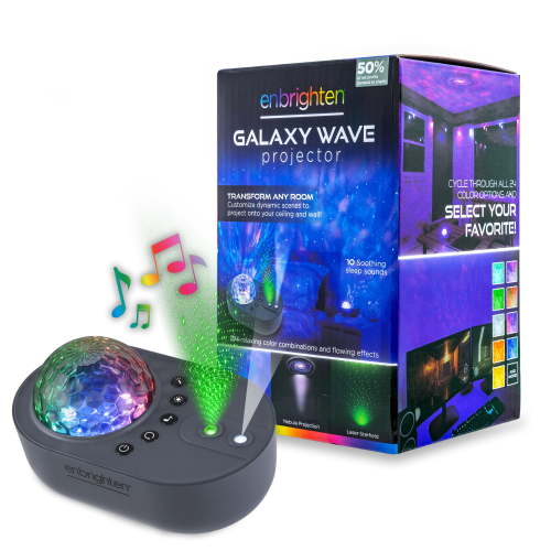 Enbrighten Tabletop Galaxy Projector Night Light with Soothing Sounds, 3.5 in, 4 in