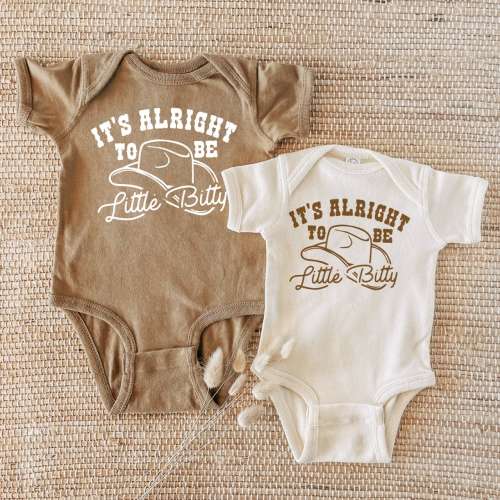 It&#39;s alright to be little bitty, western baby clothes, boho country one-piece, southern baby, cute country style baby clothes, baby shower