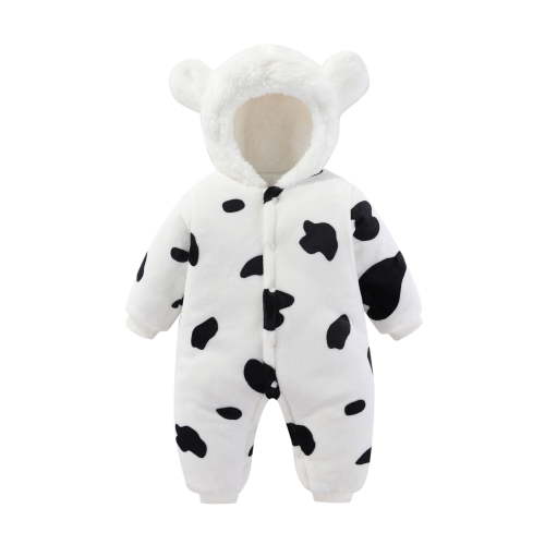 FYDUU Baby Clothes Boy Girl Thick Snowsuit Winter Warm Coats Cow Prints Hooded Romper Jumpsuit Onesie Outfits Outwear 0-3 Months