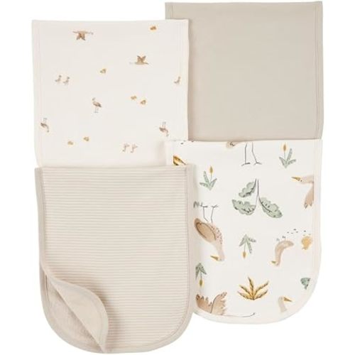 Carter's Baby Boys 4 Pack Cotton Burp Cloths (Ivory/Brown)