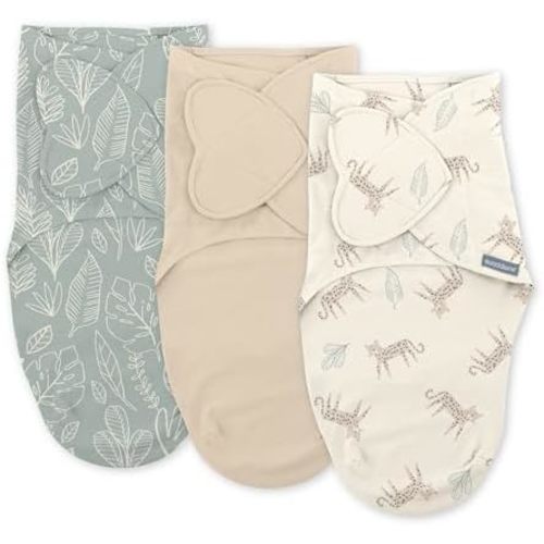 SwaddleMe by Ingenuity Monogram Collection Original Swaddle, 3-Pack, For Ages 0-3 Months - Born Free