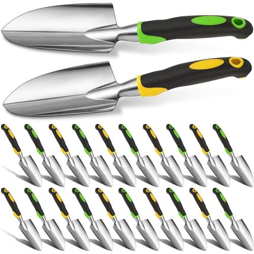Product Image Yaocom Garden Shovel Aluminum Alloy Heavy Duty Trowel Garden Tool Small Shovels for Digging Metal Hand Trowel Spade with Soft TPR Handle for Lawn Yard Farm Home Shop Planting(12 Pcs)