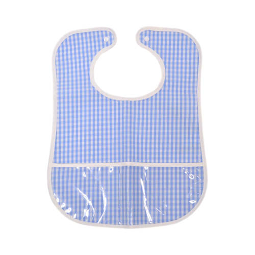 Trvl Clean Up Bib- Sky Gingham