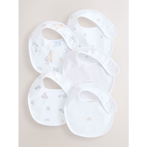 White Baby Bib 5 Pack