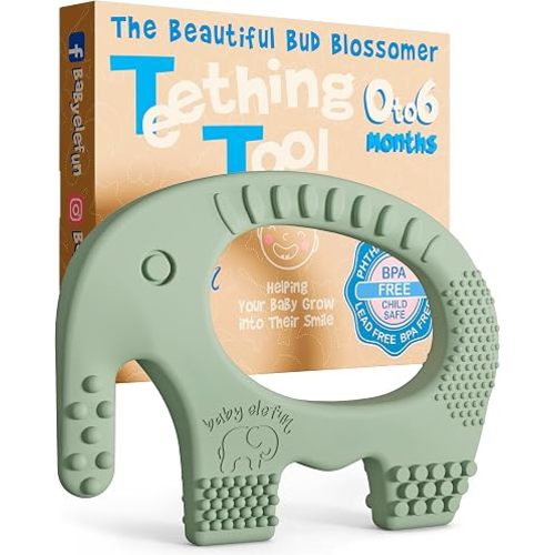 Baby Teething Toys 5X Pain Relief Zero Delay 0-6 Months, Olive