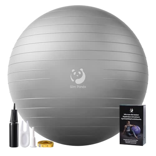 Slim Panda Exercise Ball, Soft Yoga Ball for Fitness, Balance, Birthing, Non Slip Workout Ball for Physical Therapy, Inflatable Fitness Ball with Guide for Office, Gym
