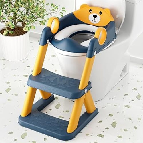 COOSEYA Toilet Seat, Potty Training Seat for Toddler, Upgraded 2-in-1 Potty Toilet Training for Boys and Girls,Waterproof Cushioned Mat with Non-slip Step Stool