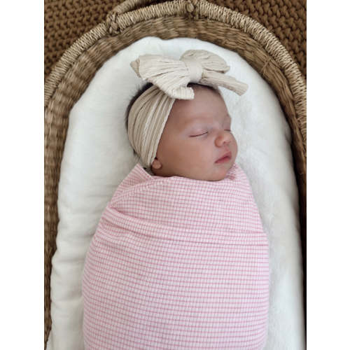 Pink Stripe / Ribbed Swaddle
