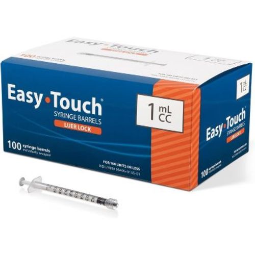 Easy Touch Luer Lock Syring Barrel 1cc, 100 Ct