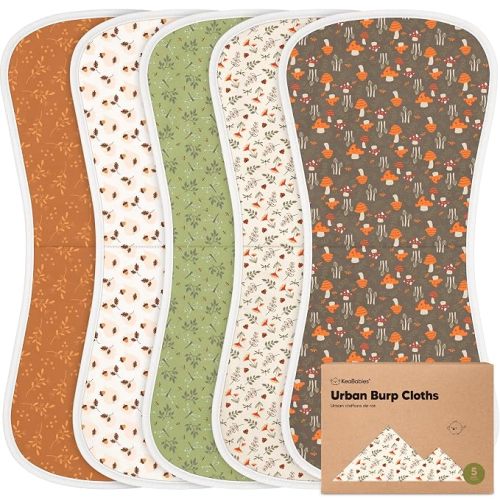 Organic Burp Cloths Baby Boy & Girl, 5-pack Cotton Burp Rags (Marine Muse)