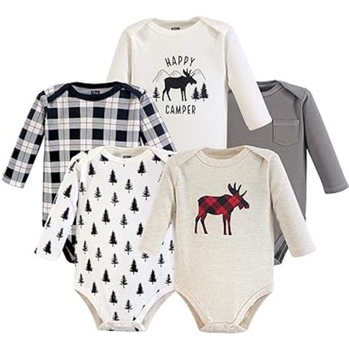 Hudson Baby baby-boys Cotton Long-sleeve Bodysuits 5-pack