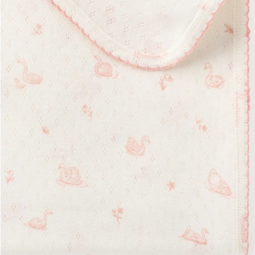 Pink Swan Print Organic Cotton Pointelle Baby Blanket