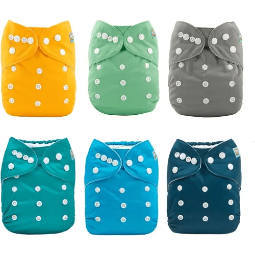ALVA Baby Cloth Diaper Covers Adjustable Reusable Washable 6 pcs&12 Inserts