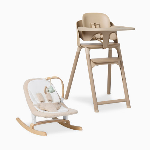 Lalo 7-in-1 High Chair + Newborn Rocker Bundle - Biscotti