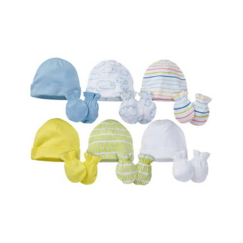 Onesies Brand Caps and Mittens Accessories Set, 12pk Bundle (Baby Boys or Baby Girls, Unisex) - STARS - 0-6M