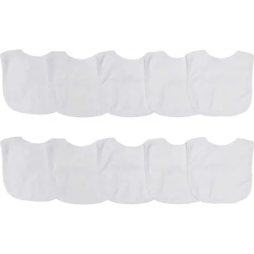 Neat Solutions 2-Ply Knit Terry Solid Color Feeder Bibs in White - 10 Count(Pack of 1)