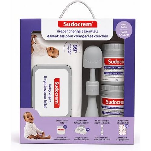 Sudocrem Diaper Change Gift Set - 9 Piece Gift Box Set for Baby and Toddler