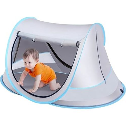 Baby Beach Tent, Pop Up Toddler Travel Bed for Boys or Girls, Sun Shade for Toddler Camping, Infant Portable Sun Shade, Summer Beach Baby