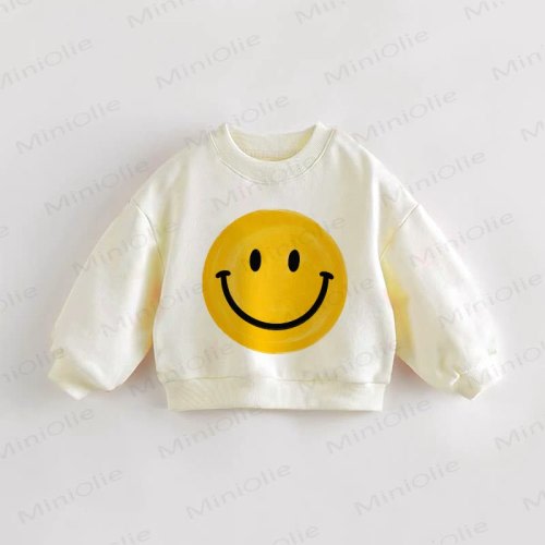 Baby Toddler Smiling Face Cream Sweatshirt