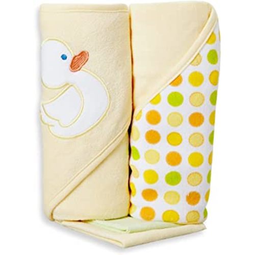 Spasilk Hooded Terry Bath Towel with Washcloths, Duck Yellow, 2-Count