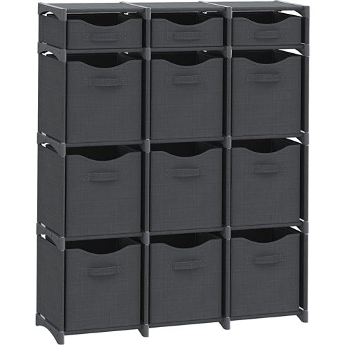 Cube Storage Organizer with Storage Bins Included - The Perfect Closet Organizers and Storage Solution. Includes 9 Storage Cubes, Great For Toy Storage, Closet Storage, Clothes Storage (Dark Grey)