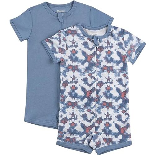 Hanes Baby Rompers, Ultimate Zippin Short Sleeve Romper for Boys & Girls, 2-Pack