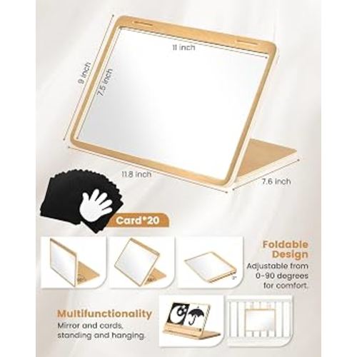 Amazon.com: Brezlio Tummy Time Mirror for Baby Montessori Baby Floor Mirror with High Contrast Black and White Cards Infant Safe Mirror Toy for Newborn : Beauty & Personal Care