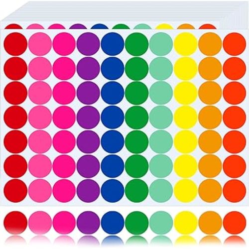 Colored Dot Stickers 700 PCS Color Coding Labels Round Circle Stickers Labels Sticky Dots Stickers for Toddlers Dots Labels 10 Color 3/4 Inch Colored Sticker Dots Office Student Classroom Papers Etc