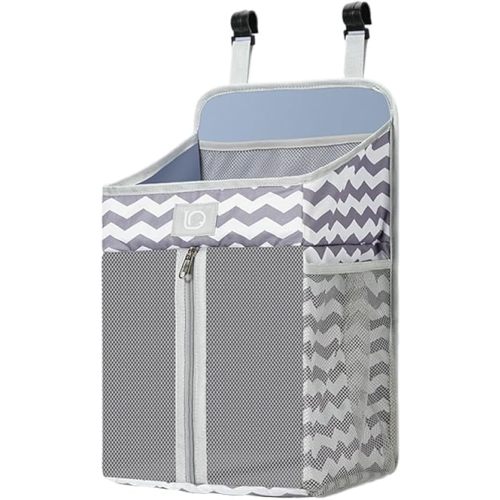 Changing Table Diaper Organizer, Nursery Caddy Organizer for Cribs Playard Baby Essentials Storage, Oxford Fabric Baby Bedside Hanging Storage Bag with Organized Compartments