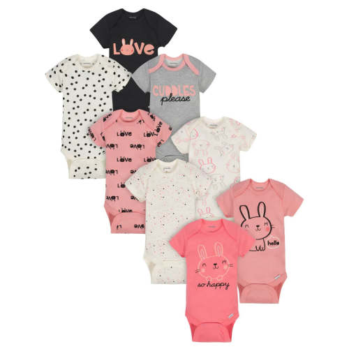 8-Pack Baby Girls Bunny Onesies® Brand Bodysuits – Gerber Childrenswear